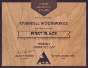 First place award to Rivendell Woodworks